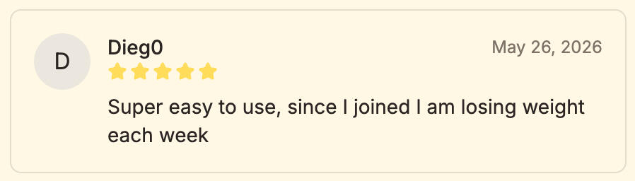 Diego's Review of GetFIT App Dieg0 - "Super easy to use, since I joined I am losing weight each week"