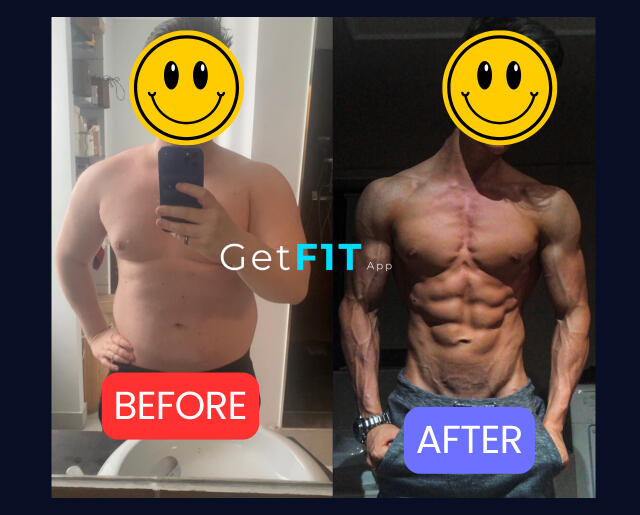 Male Body Transformation Man lost weight became muscular with GetFIT App
